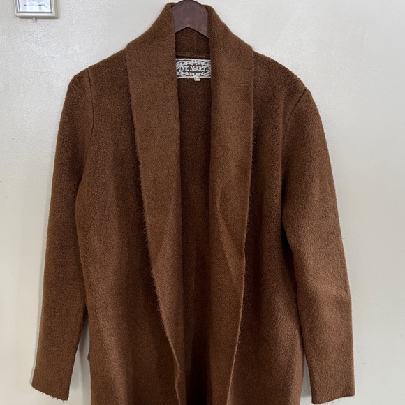 Pink Martini Sweaters - Wool Brown Open Cardigan Sweater